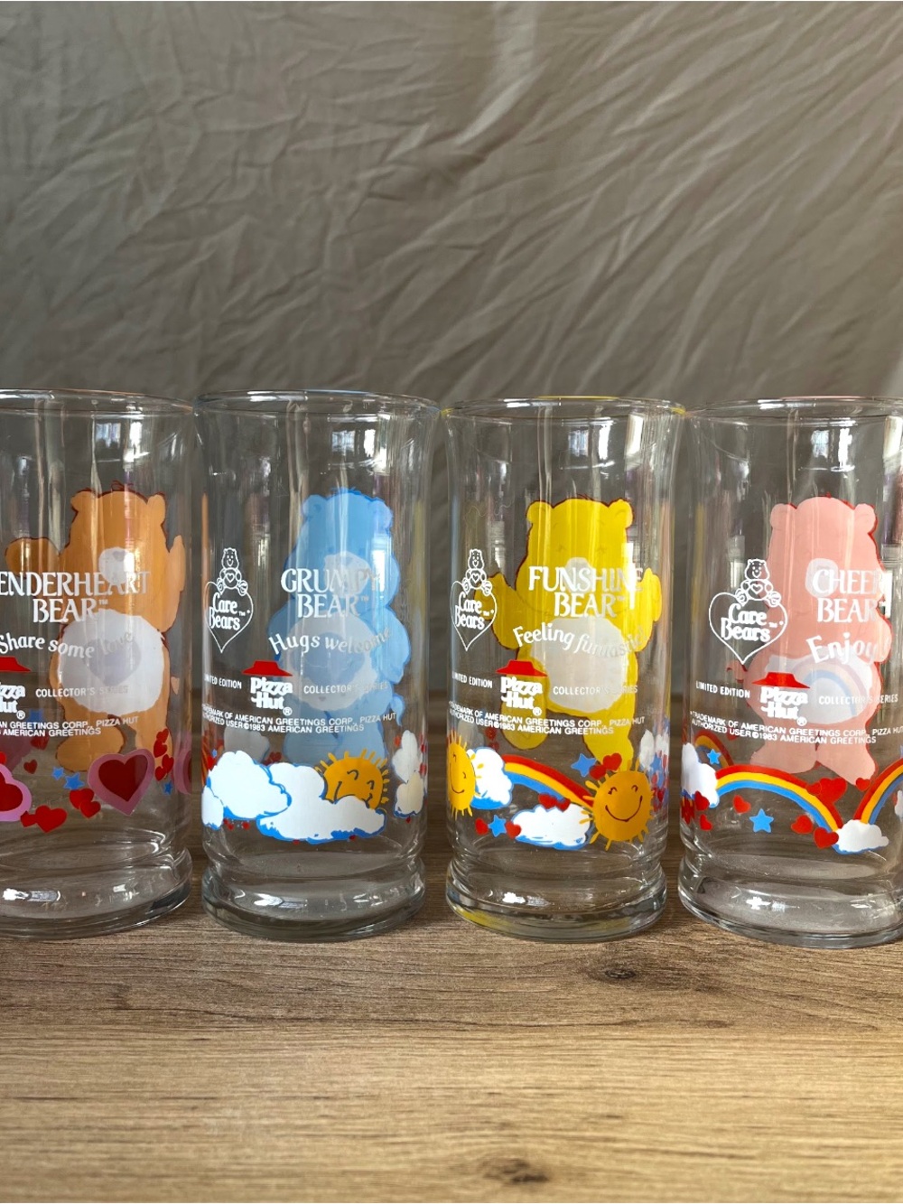 Care Bears Pizza Hut Vintage 1983 Glass Tumbler Set - Picture 2 of 6